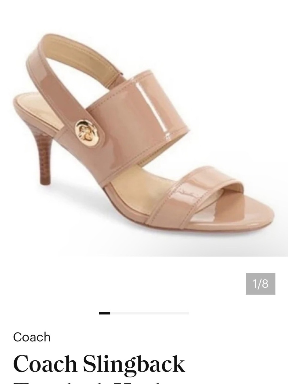 Coach Marla Patent Slingback Sandals Size 8 B Gold Turn-Lock Closure